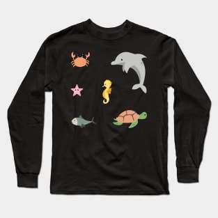 Cute Sea Creatures sticker pack Long Sleeve T-Shirt